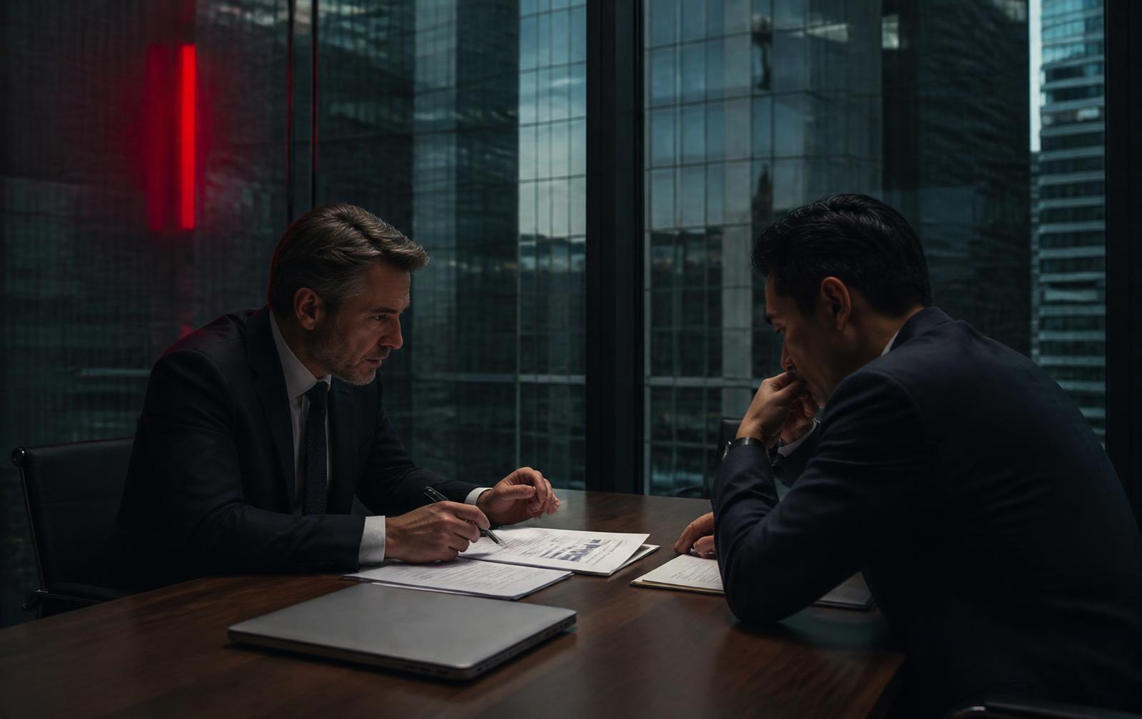Executives reviewing a contract